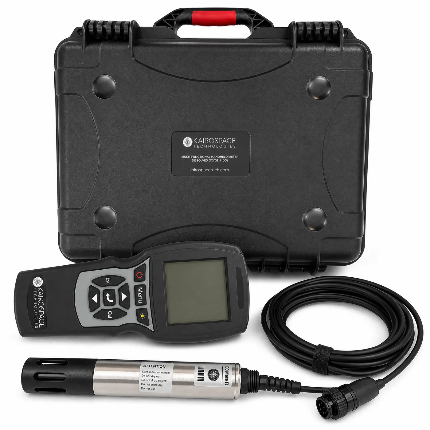 Dissolved oxygen field kit: handheld meter, optical probe and hard case