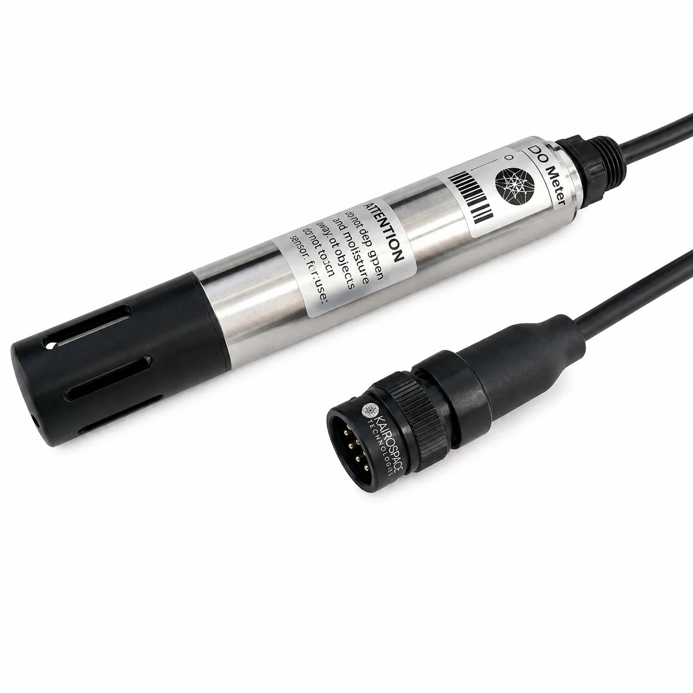 Close-up of the optical dissolved oxygen sensor head and connector