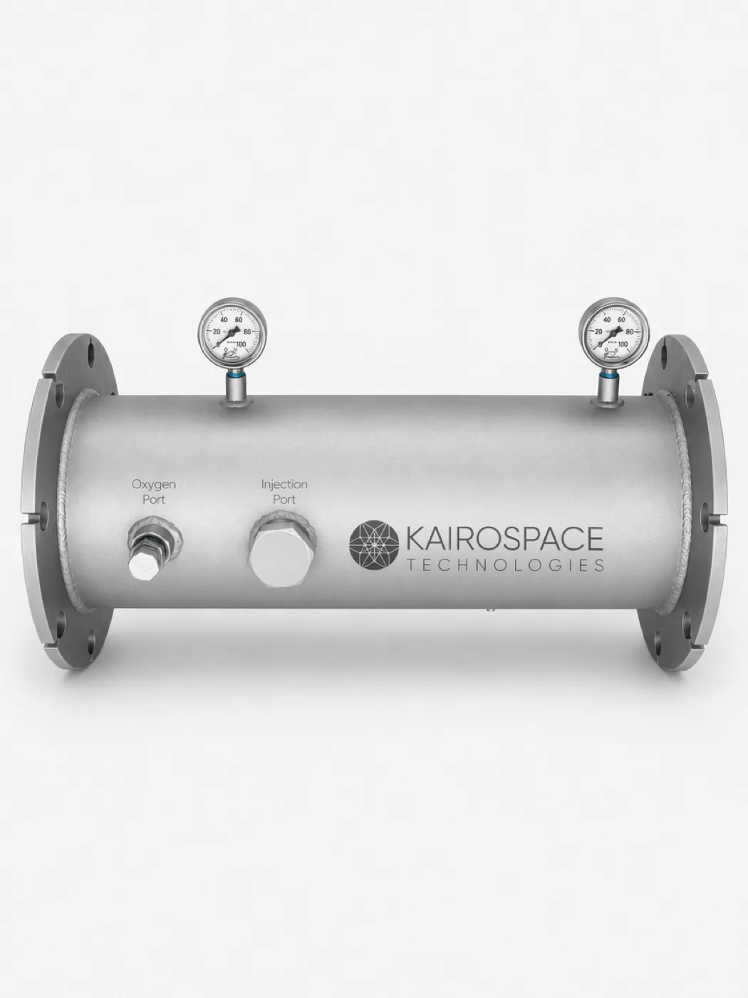 Stainless inline injector with oxygen and injection ports and two pressure gauges